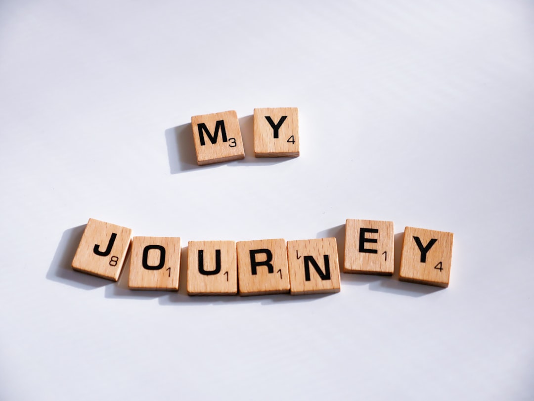 a scrabble of scrabble letters spelling my journey