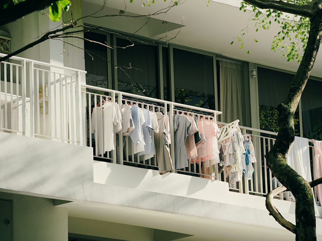 Clothes drying on a balcony railing